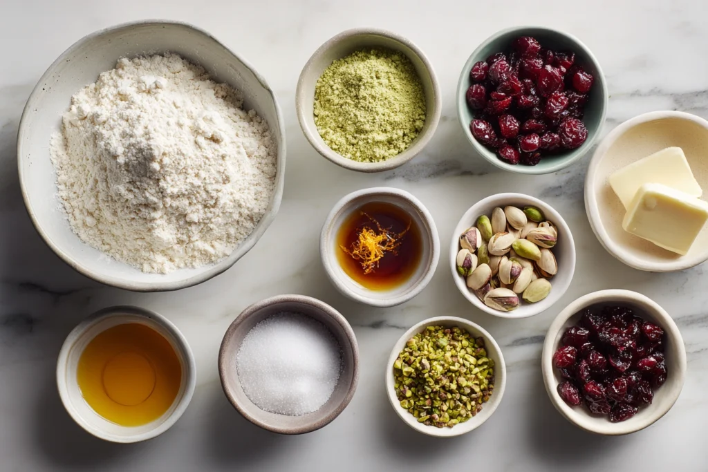 Cranberry Pistachio Shortbread Cookies