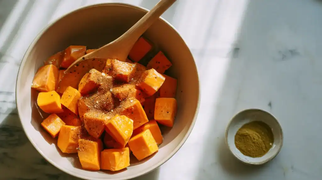 Crispy roasted sweet potatoes